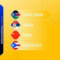 Flags representing Group B participants in the 2023 Basketball Tournament. vector