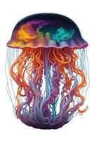 big colorful jellyfish on white isolated background photo