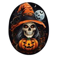 black man skull wearing orange hat halloween artwork photo