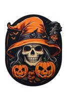 black man skull wearing orange hat halloween artwork photo