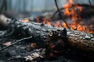 forest fires, smoldering tree generative ai photo