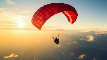 paracaidista en cielo disfruta el puntos de vista a alto altitud generativo ai foto