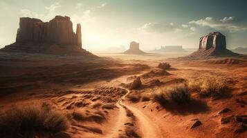 landscape Hunts Mesa Navajo near Monument Valley, Arizona, USA. ai generative photo