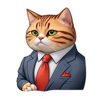 ginger cat in a navy blue suit graphics photo