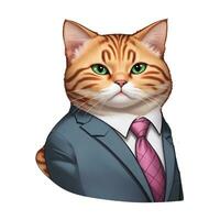 ginger cat in a navy blue suit graphics photo