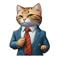 ginger cat in a navy blue suit graphics photo