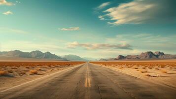 la carretera mediante el desierto. ai generativo foto