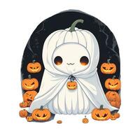 fantasma con Jack-o'-lantern kawaii gráfico para t camisa foto