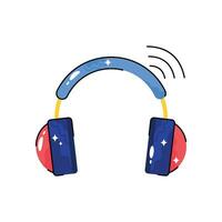 Smart Headphone doodle vector colorful  Sticker. EPS 10 file