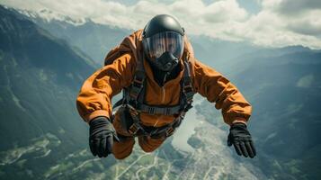 paracaidista en cielo saltó a altura generativo ai foto