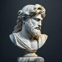 Photo ancient Greek men head sculpture AI Generative