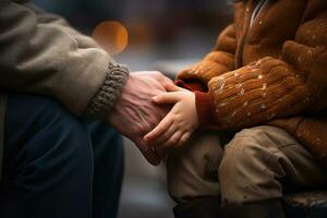 parent holding child's hand generative ai photo