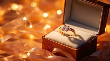 dorado diamante piedra preciosa anillo generativo ai foto