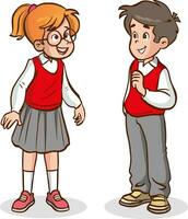 vector illustration of Cheerful diverse kids in school uniform talking