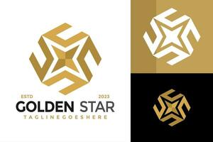 Letter C Golden Star logo design vector symbol icon illustration