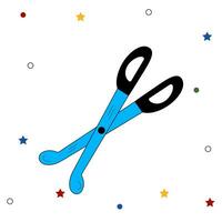 Vector scissors doodle isolated on white. Modern school illustration with black outline.