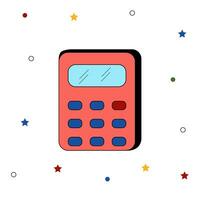 Vector calculator isolated on white. Modern school illustration with black outline.