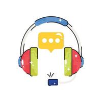 Headphone doodle vector colorful Sticker. EPS 10 file