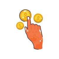 Coins doodle vector colorful Sticker. EPS 10 file