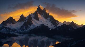 Beautiful sunset in the mountains. Panorama of the mountains photo