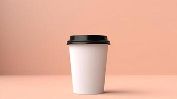 blank white coffee cup with lid mockup. Generative Ai photo