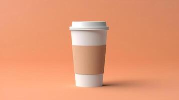 blank white coffee cup with lid mockup. photo