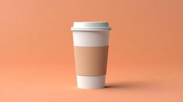 blank white coffee cup with lid mockup. Generative Ai photo