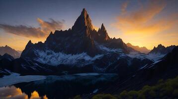 Beautiful sunset in the mountains. Panorama of the mountains photo