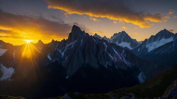 Beautiful sunset in the mountains. Panorama of the mountains photo