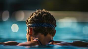 swimming in the pool generative ai photo