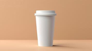 blank white coffee cup with lid mockup. photo