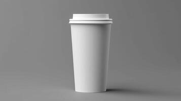 blank white coffee cup with lid mockup. photo