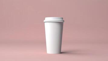blank white coffee cup with lid mockup. photo