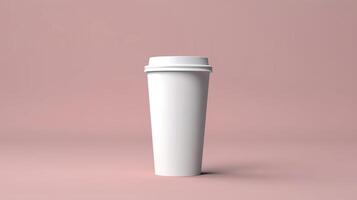 blank white coffee cup with lid mockup. Generative Ai photo