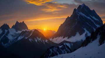Beautiful sunset in the mountains. Panorama of the mountains photo