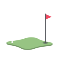 Isometric Golf Hole Field With Red Flag png