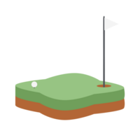 isometrico golf buco campo terra con bianca bandiera png