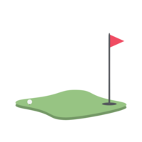 Isometric Golf Hole Field With Red Flag png