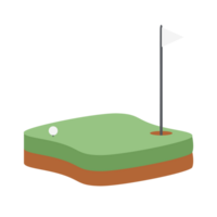 isométrica golf agujero campo suelo con blanco bandera png