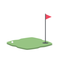 Isometric Golf Hole Field With Red Flag png