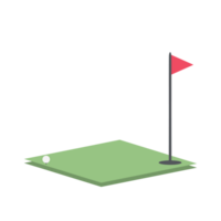 Isometric Golf Hole Field With Red Flag png