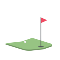 Isometric Golf Hole Field With Red Flag png