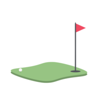 isométrica golf agujero campo con rojo bandera png
