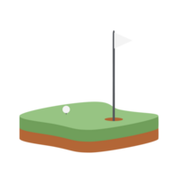 isométrico golfe orifício campo terra com branco bandeira png