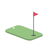 isométrico golfe orifício campo com vermelho bandeira png