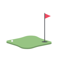 isométrique le golf trou champ avec rouge drapeau png