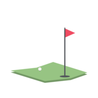 Isometric Golf Hole Field With Red Flag png