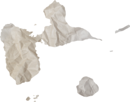 Guadeloupe Insel Karte Papier Textur Schnitt aus auf transparent Hintergrund. png