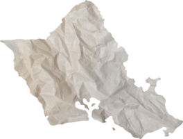 oahu island map paper texture cut out on transparent background. png