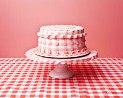 Retro pattern cream cake, a nostalgic association with the aesthetics of the fifties. photo